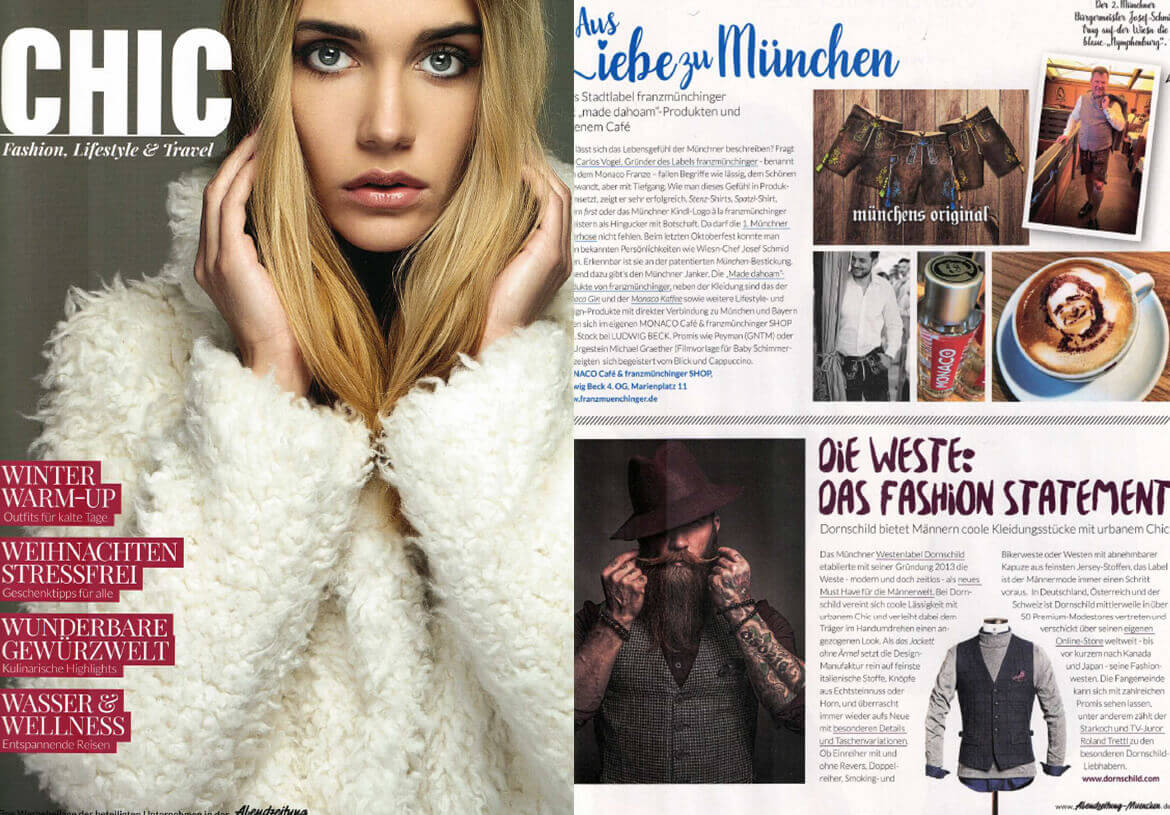 DORNSCHILD and its men’s vests in the Munich CHIC magazine for the modern man.