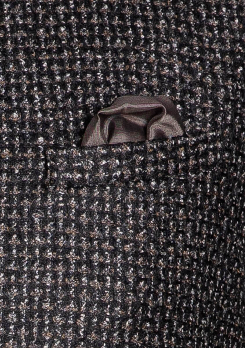 Modische, schicke und lässige Herren Weste Gilet von DORNSCHILD mit Zipper Reißverschluss Schwarz Grau gemustert aus feinstem italienischen Stoff. Premium Qualität und handgemacht in Europa.